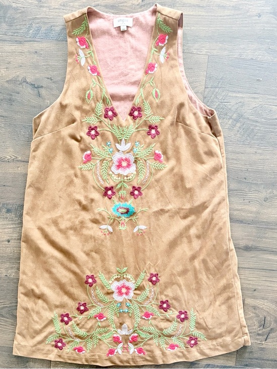 Umgee Dresses & Skirts - Umgee Boho Floral Embroidered Faux Suede Festival Dress